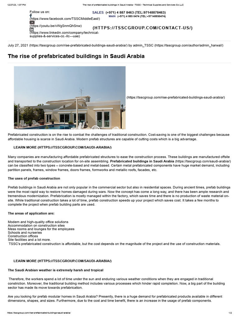 The Rise of Prefabricated Buildings in Saudi Arabia TSSC Technical