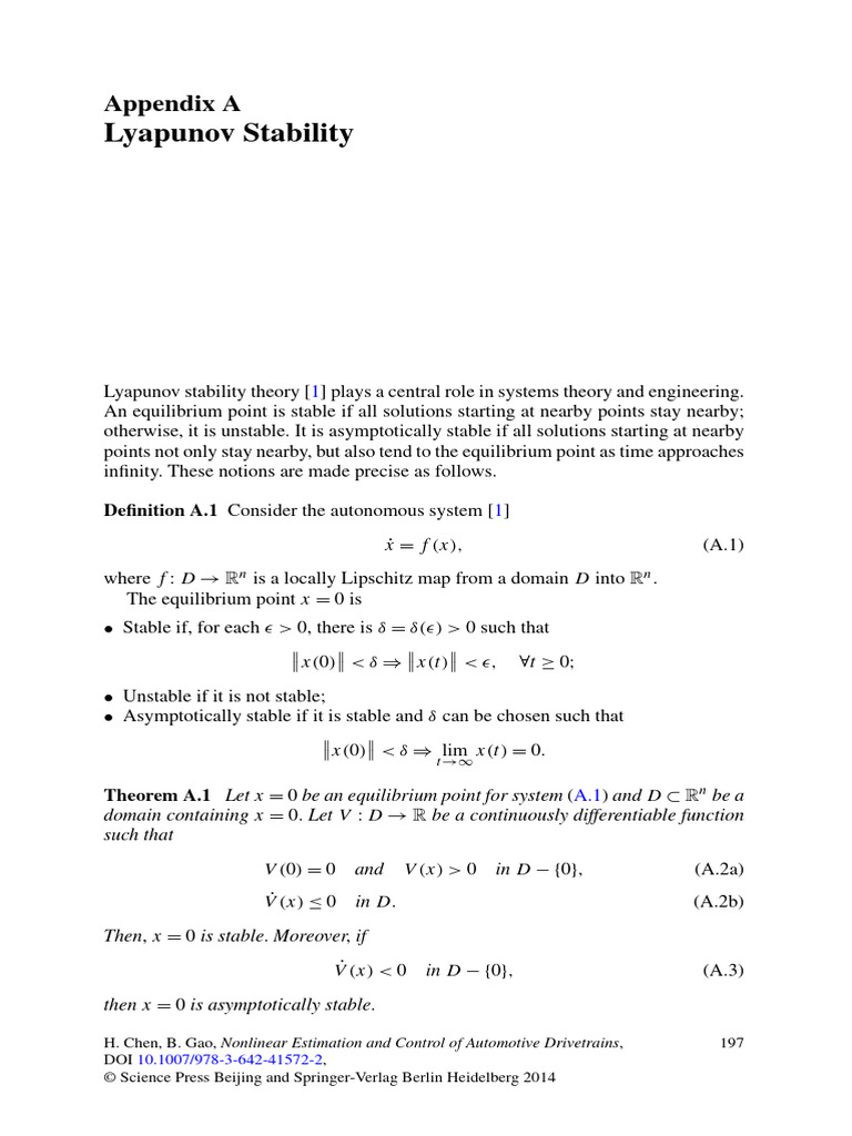 Lyapunov Stability Theory Explained | PDF | Theoretical Physics ...