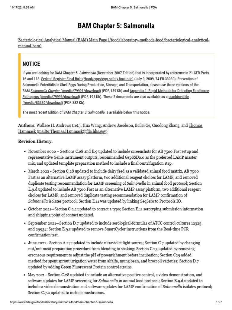 BAM Chapter 5 Salmonella FDA PDF