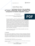 The Paradigms For Science Engineering Design Technology and Management of Human Compatible Systems