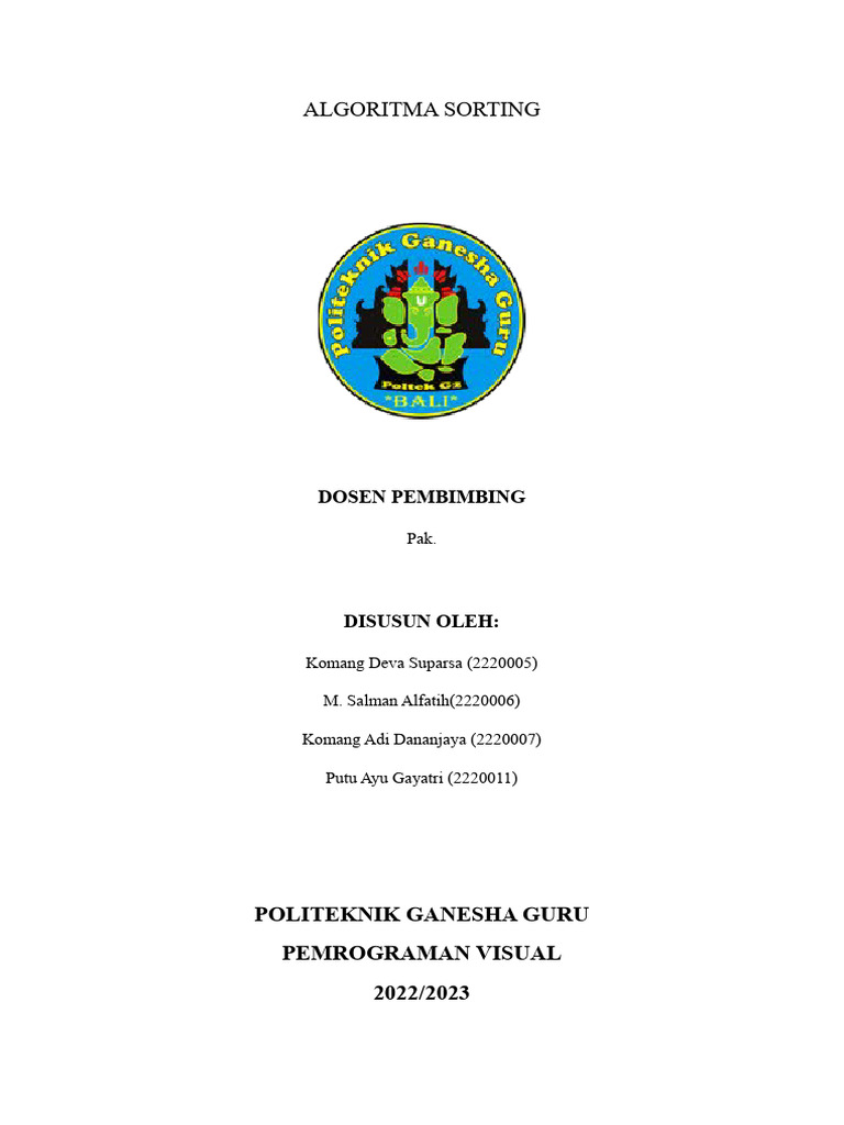 Panduan Lengkap Algoritma Selection Sort | PDF | Komputer | Teknologi ...