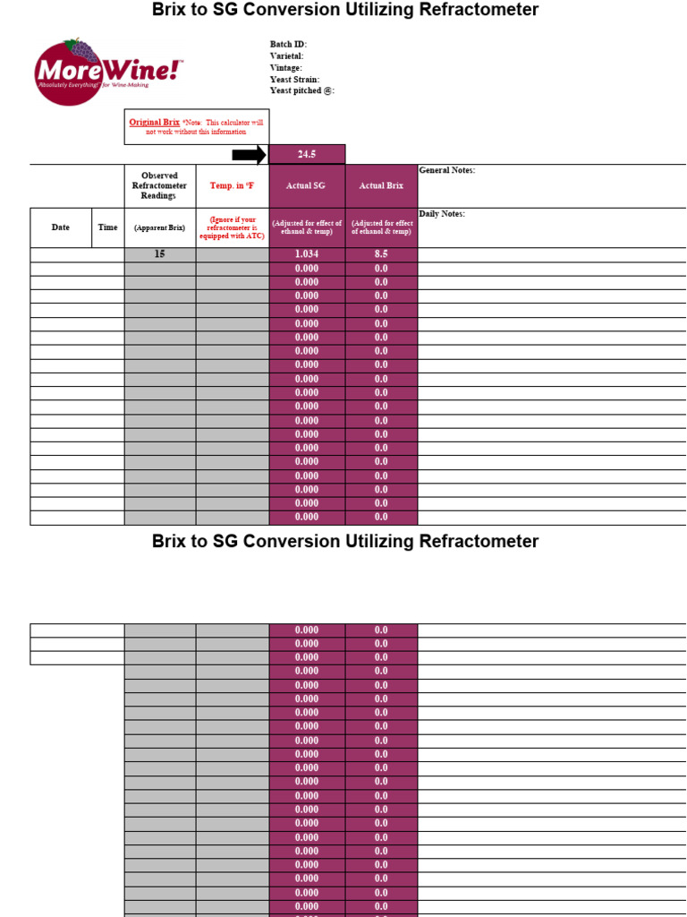 Brix to SG Conversion Guide | PDF | Alcoholic Drinks | Food Industry