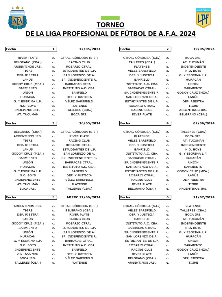 Partidos De Liga Profesional 2024 Y Calendario – LYOU