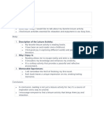 Speaking Task 1 - Topic Leisure Activity