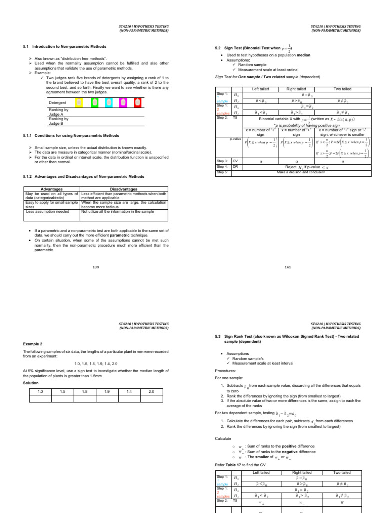 Non-Parametric Hypothesis Testing Guide | PDF | Statistical ...