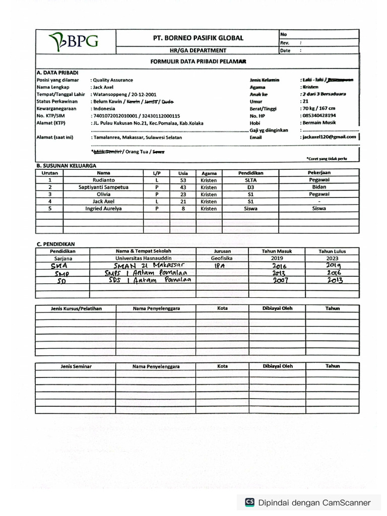 Form Data Diri PDF