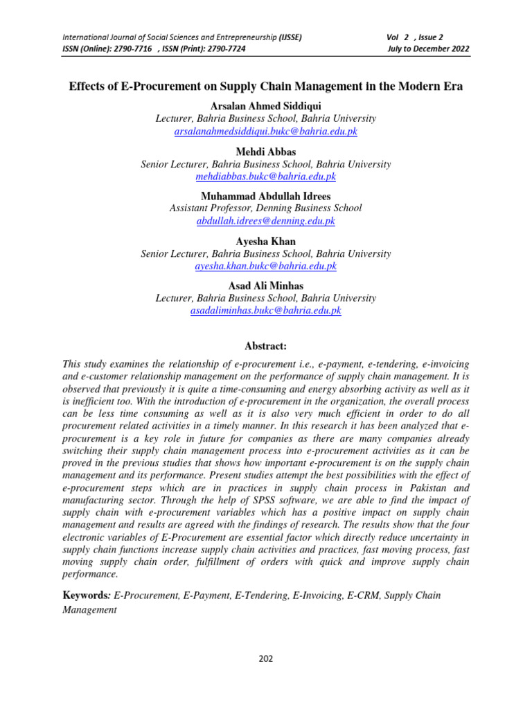 E-Procurement's Impact on Supply Chains | PDF | Supply Chain | Procurement