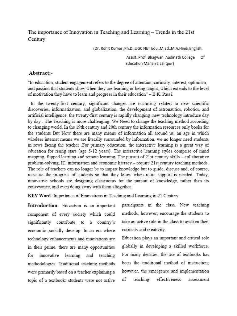 Innovation in 21st Century Education | PDF | Teachers | Libraries