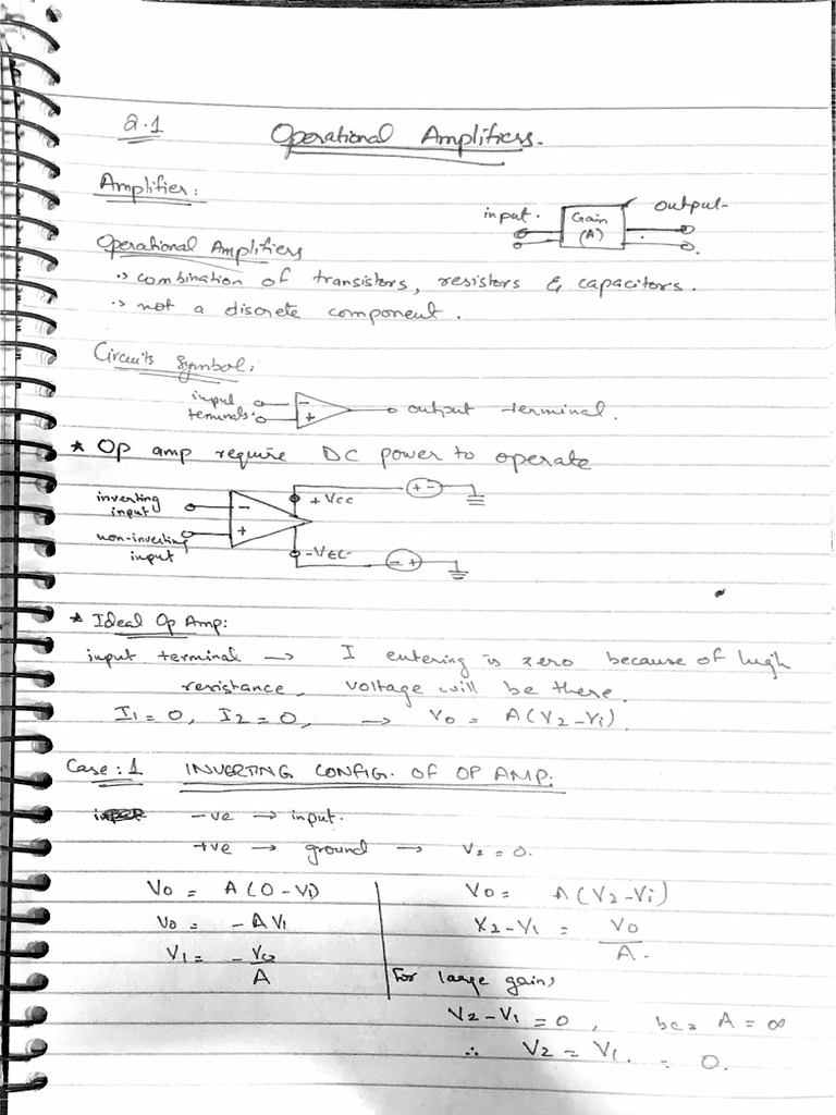 Operational Amplifiers Class Notes PDF