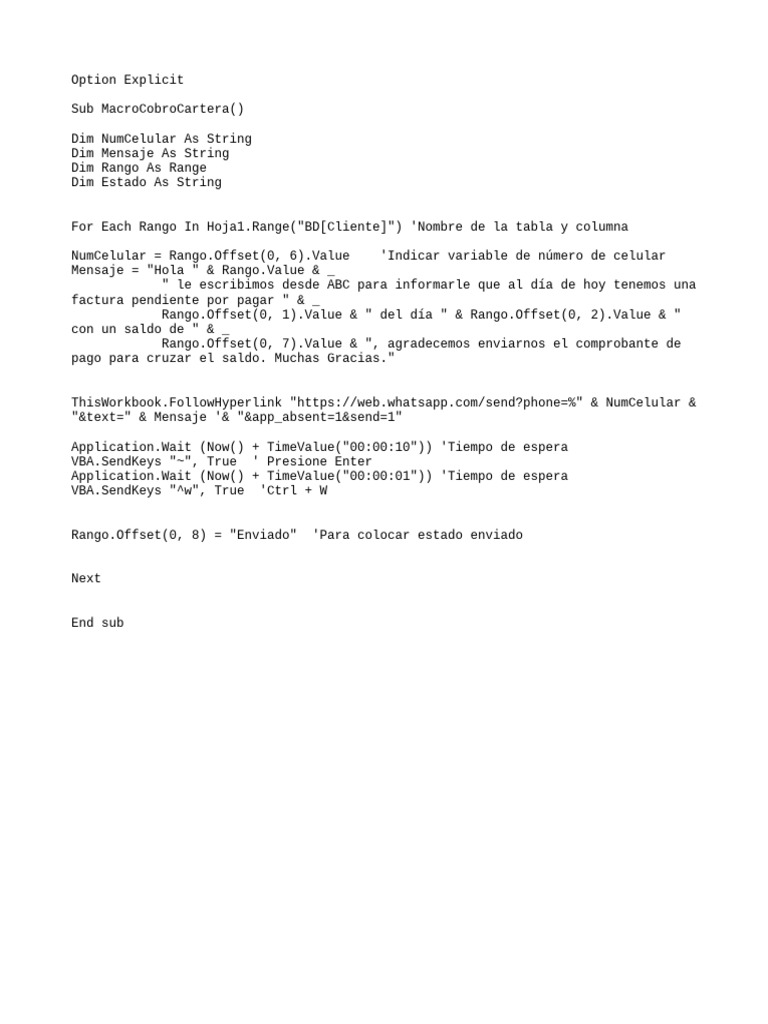 Macro para enviar mensajes masivos por whatsapp web en excel pdf