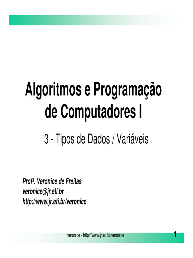 Tipos de Dados e Variáveis em Algoritmos | PDF