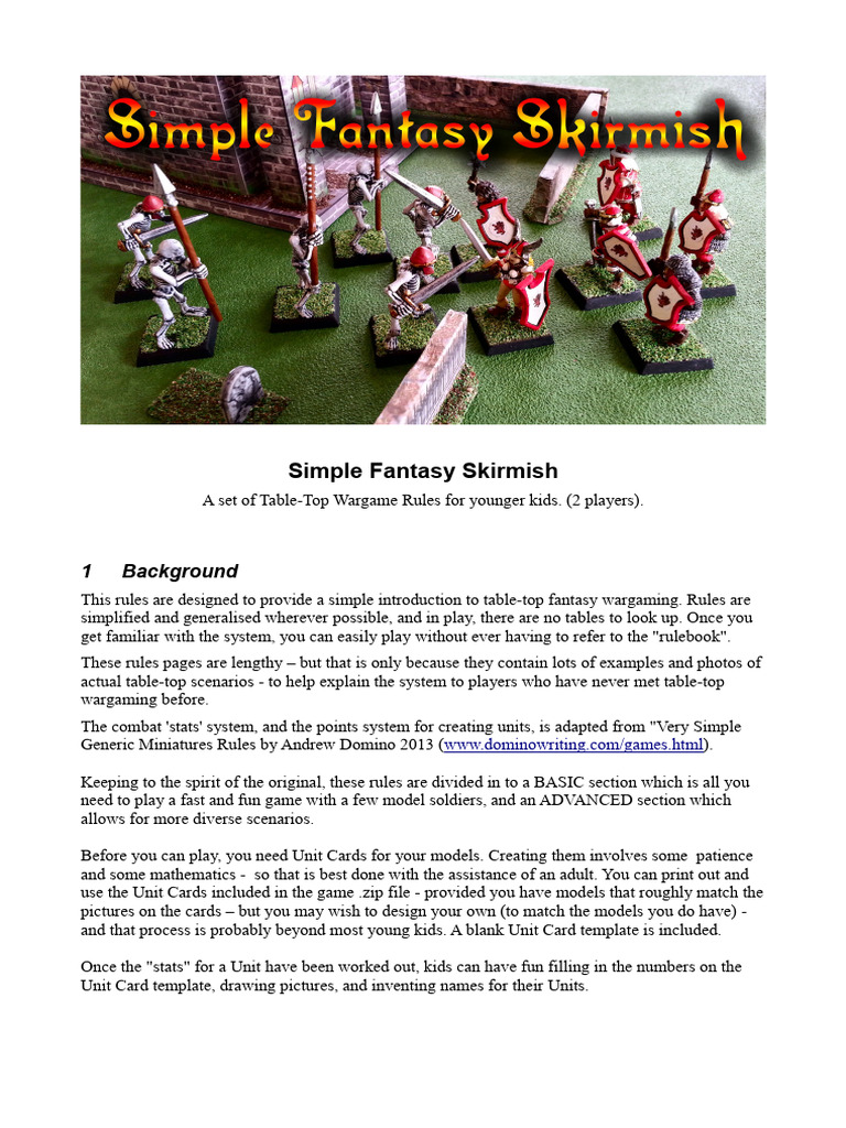 Simple Fantasy Skirmish Rules v01 | PDF