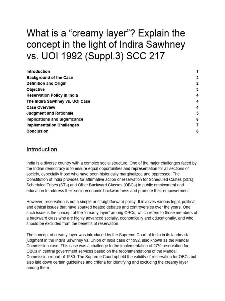 Understanding the Creamy Layer Concept | PDF | Social Science