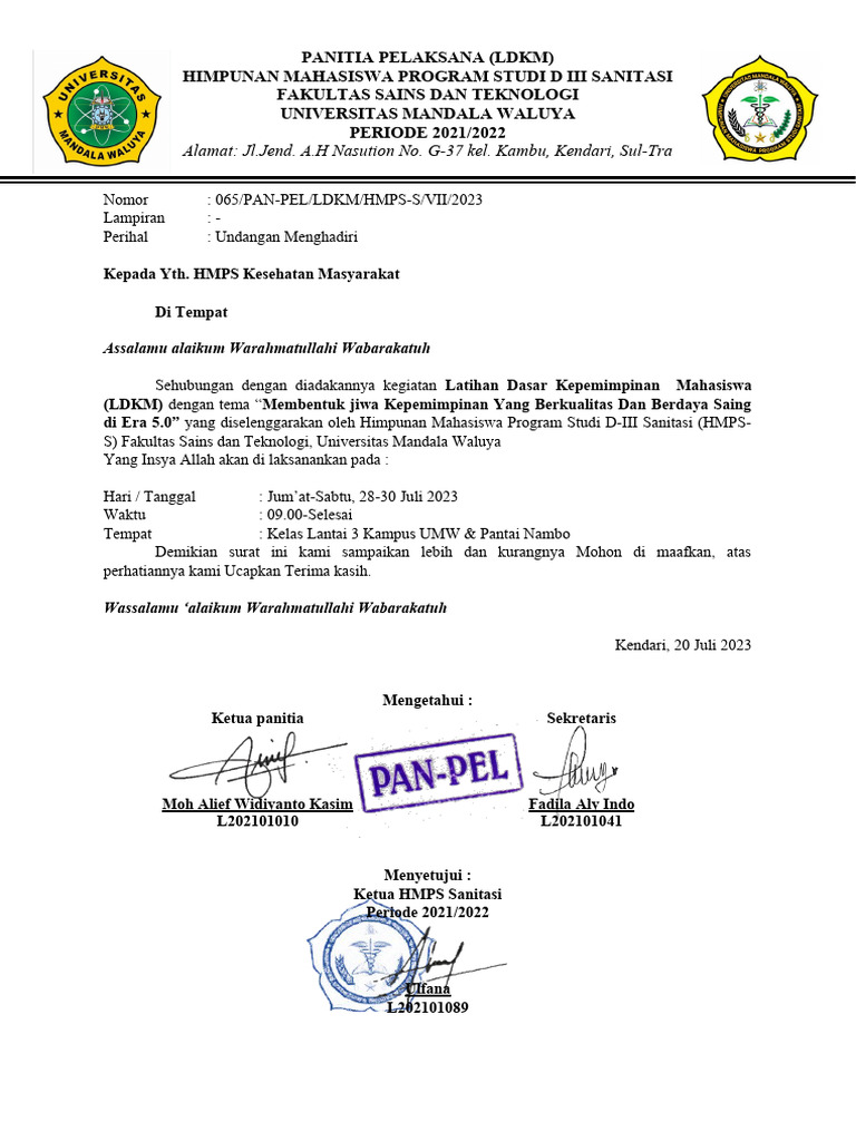 Undangan LDK Untuk HMPS Kesmas | PDF