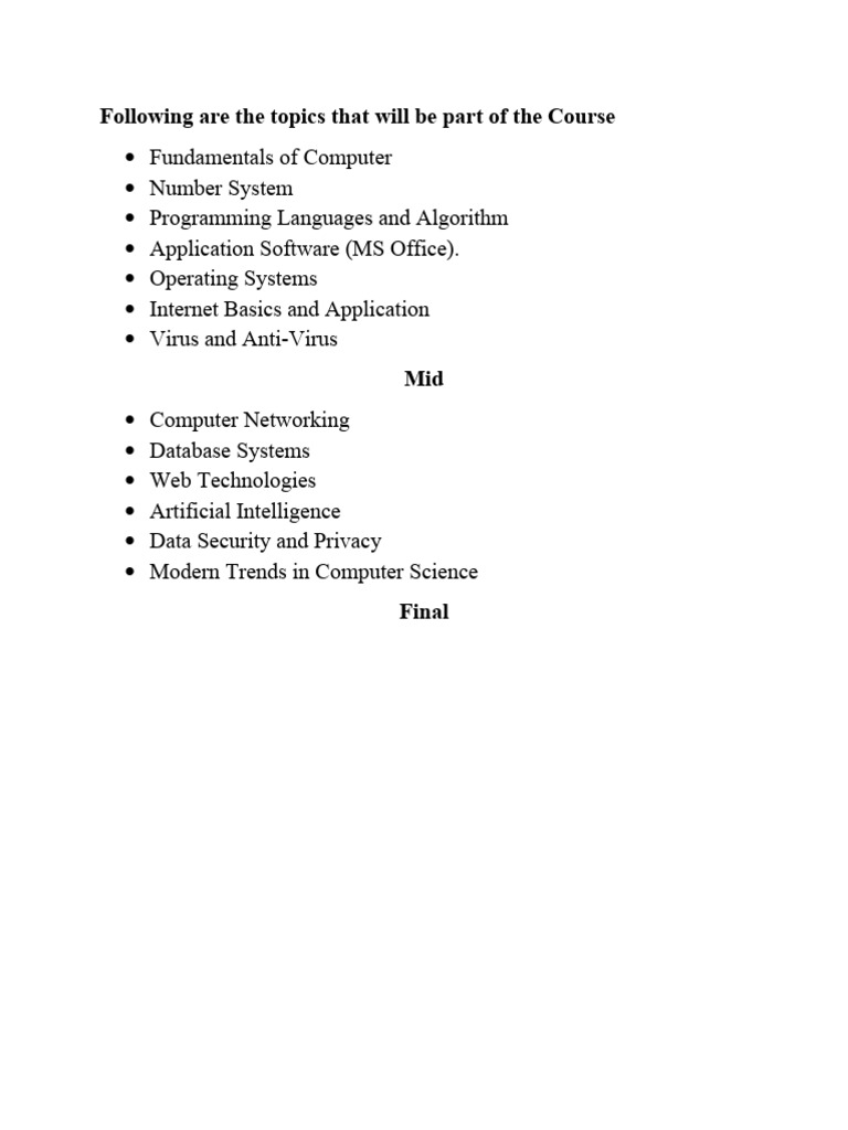 ICT Course Outline PDF