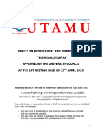 UTAMU Technical Staff Appointments Policy