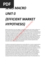 Efficient Market Hypothesis Notes