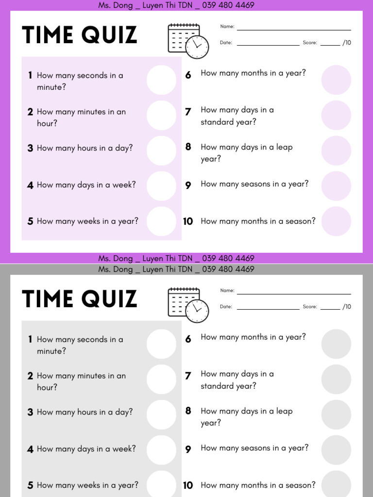 Maths Time Test Worksheet | PDF