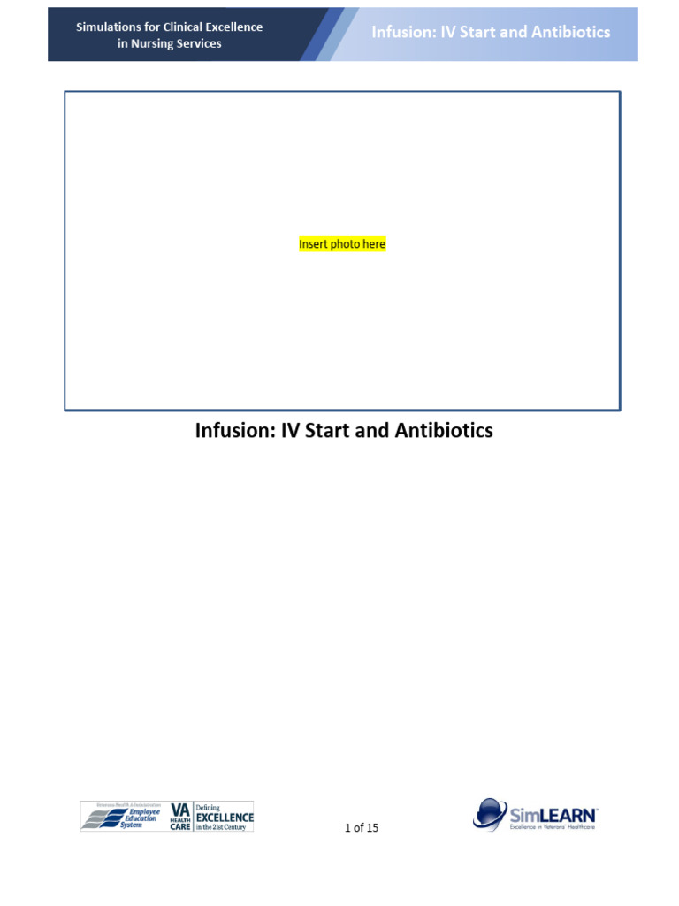 Infusion IVStartand Antibiotics Scenario | PDF | Intravenous Therapy ...