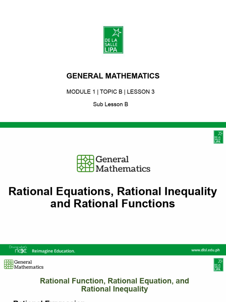 GENMATH M1 Lec03B Rational Functions | PDF