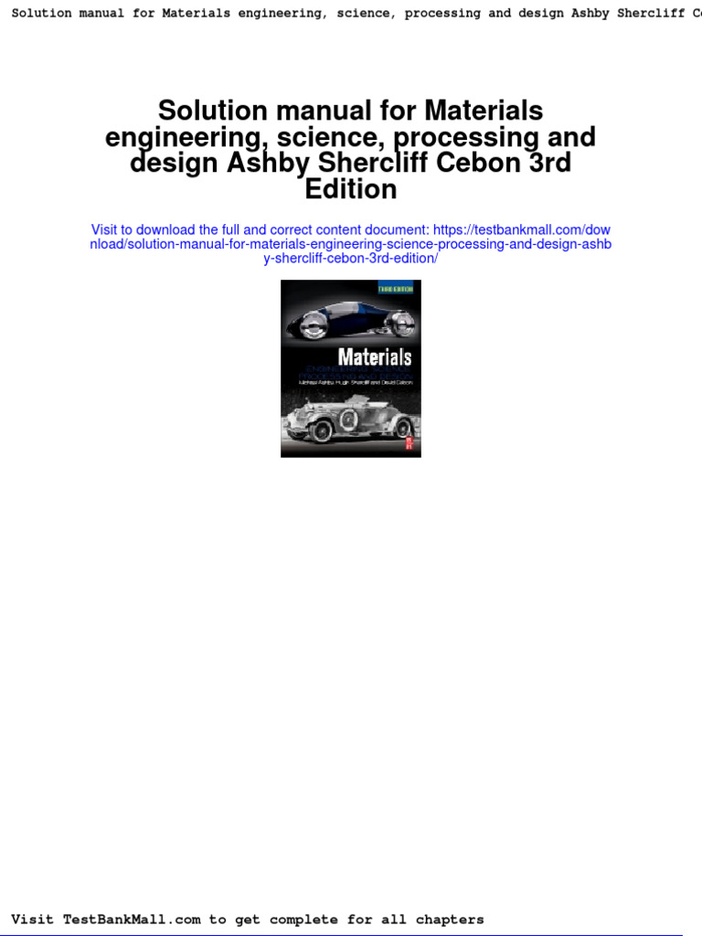 Solution Manual For Materials Engineering Science Processing and Design
