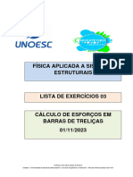 Lista de Exercícios 03 Esforços em Treliças