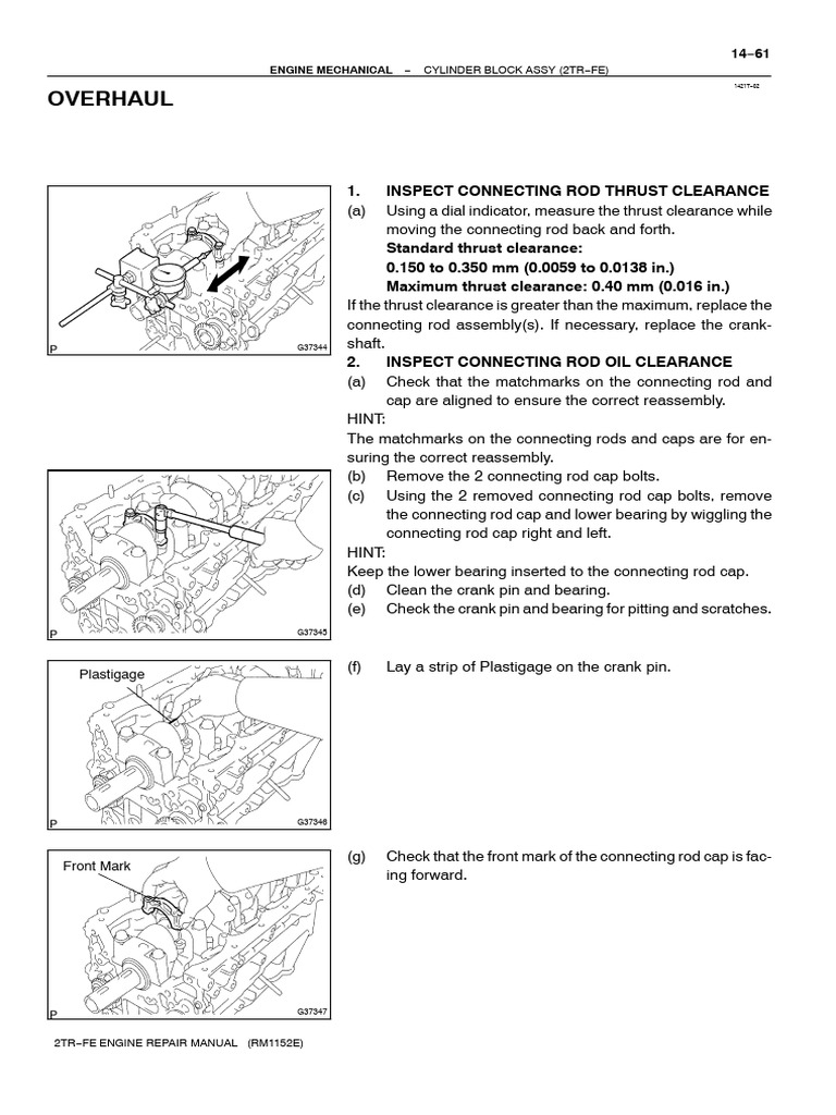 Overhaul 1. Inspect Connecting Rod Thrust Clearance Download Free
