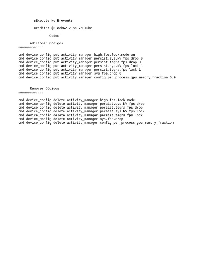 Brevent FPS Optimization Commands | PDF | Business | Technology ...