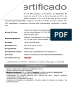 Certificado NR 35 - Supervisor de Trabalho em Altura