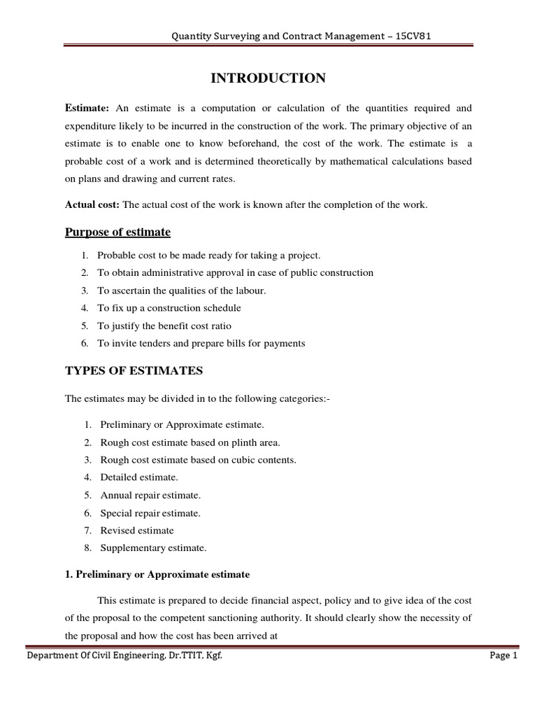 Quantity Surveying and Estimation Methods | PDF | Length | Measurement