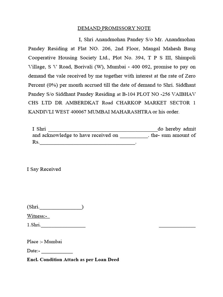 Demand promissory note pdf