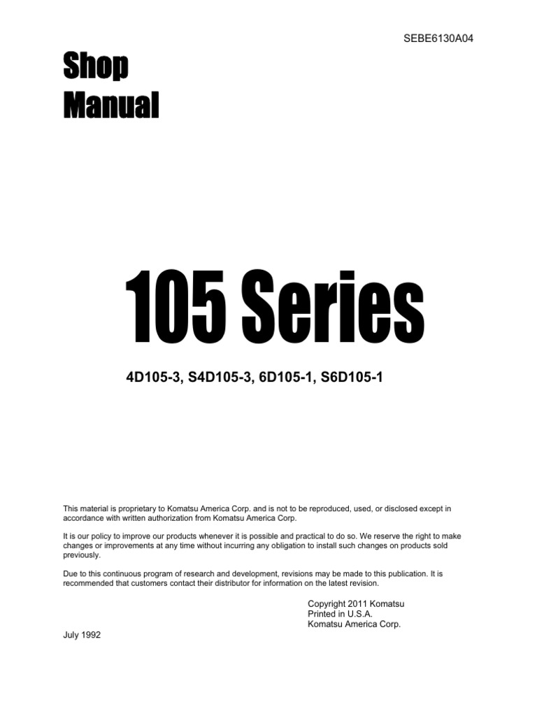 Shop Manual: 105 Series | PDF