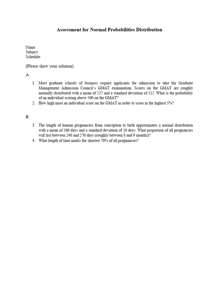 Assessment For Normal Distribution | PDF