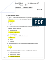 Alsafi International School - Revision Sheet ICT 1 Term - GR 8