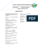 Colégio Municipal Jaboatão Dos Guararape - Englist Activity 8 Anos251023