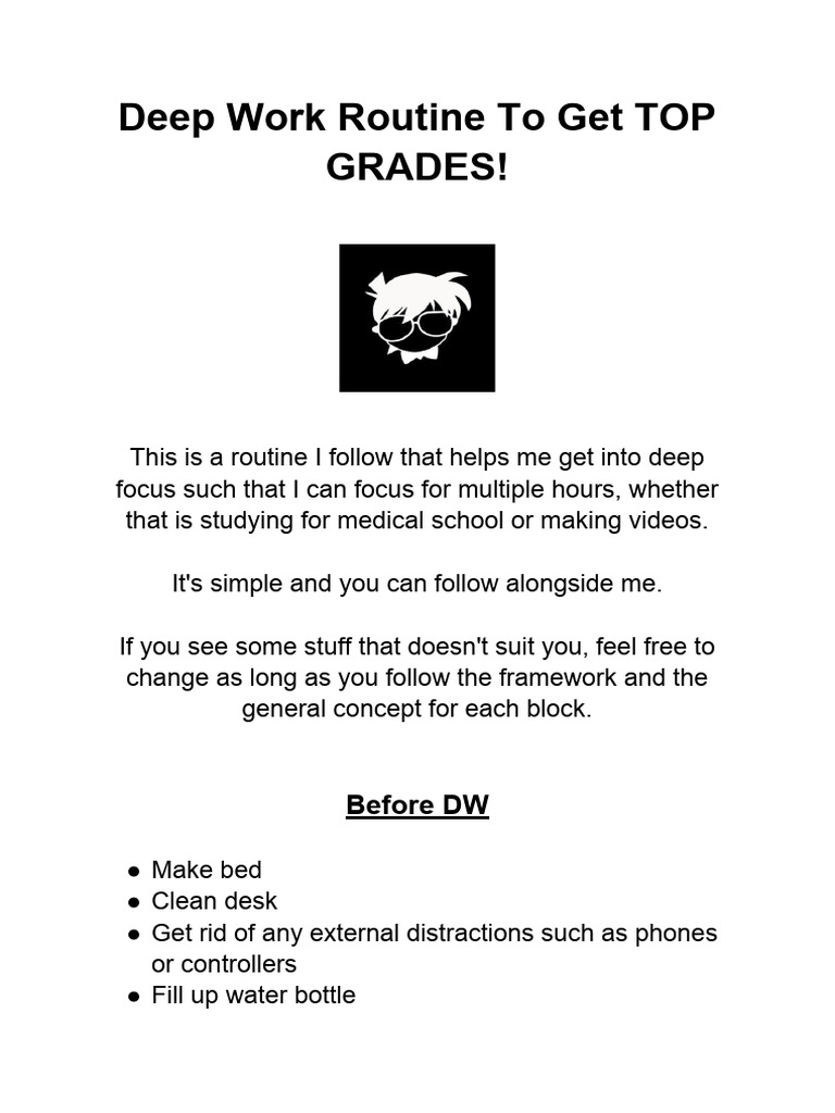 Deep work routine to get top grades pdf