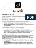 Monsoon - 24 Jun 2019: Factors in Uencing South-West Monsoon Formation