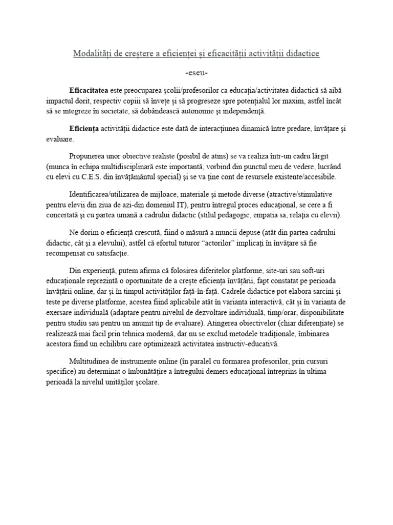 Eficienta Si Eficacitate | PDF