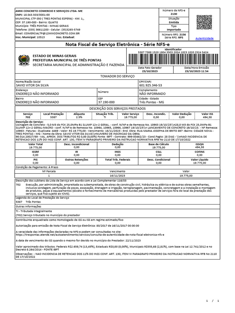 Amix concreto pdf documento business