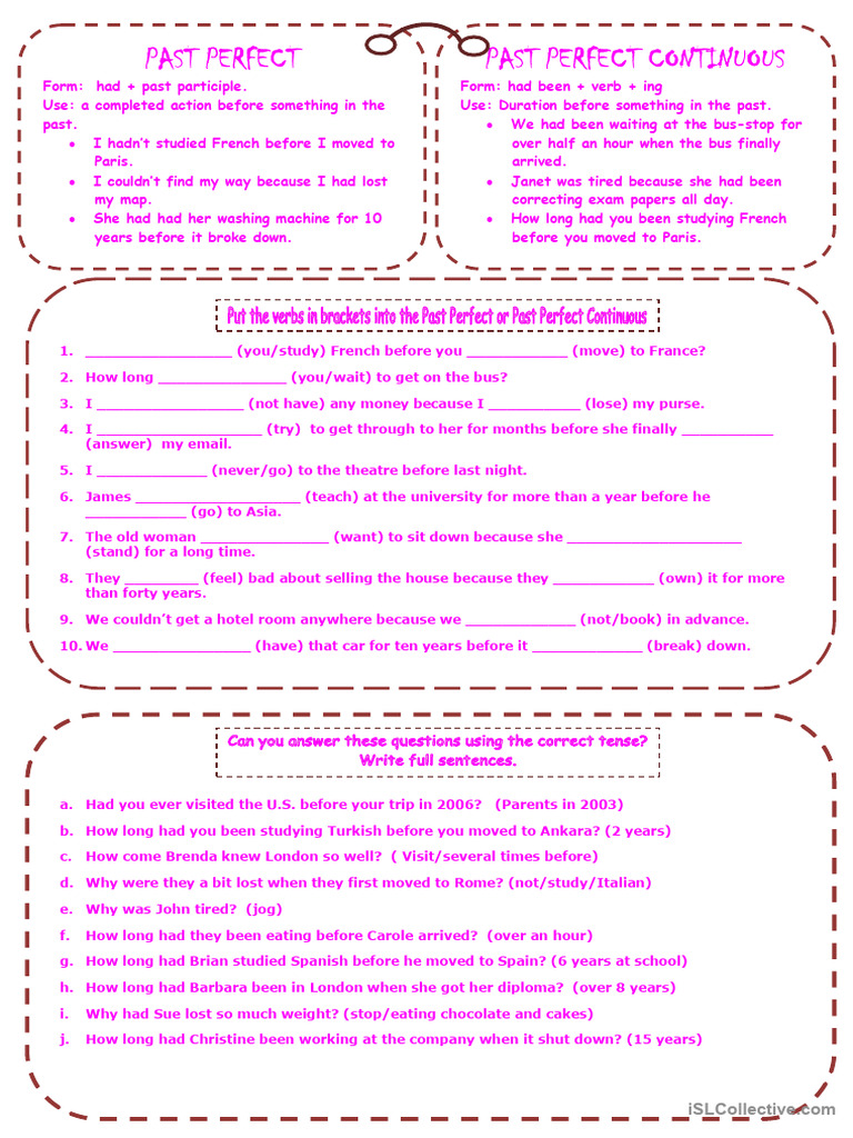 Past Perfect Simple or Continuous | PDF