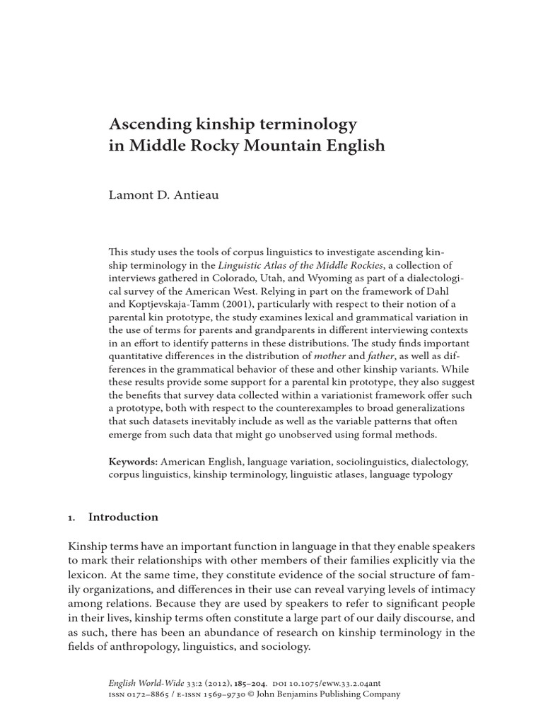Kinship Terms PDF Grandparent Linguistics