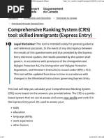 Comprehensive Ranking System (CRS) Tool Skilled Immigrants (Express Entry)