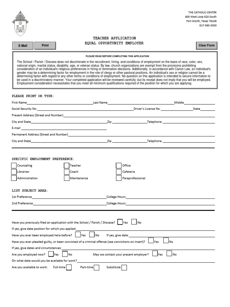 Teacher Job Application Form | PDF | Teachers | Discrimination
