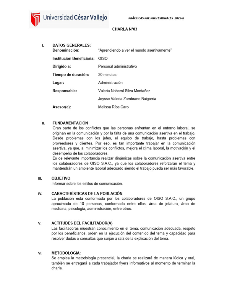 Esquema de Charla 3 | PDF | Comunicación