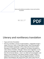 1.4 Types of Translation: Literary and Nonliterary Translation, Human and Machine Translation