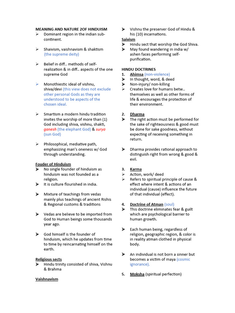 Key Concepts and Sects of Hinduism | PDF | Hindu Philosophical Concepts ...