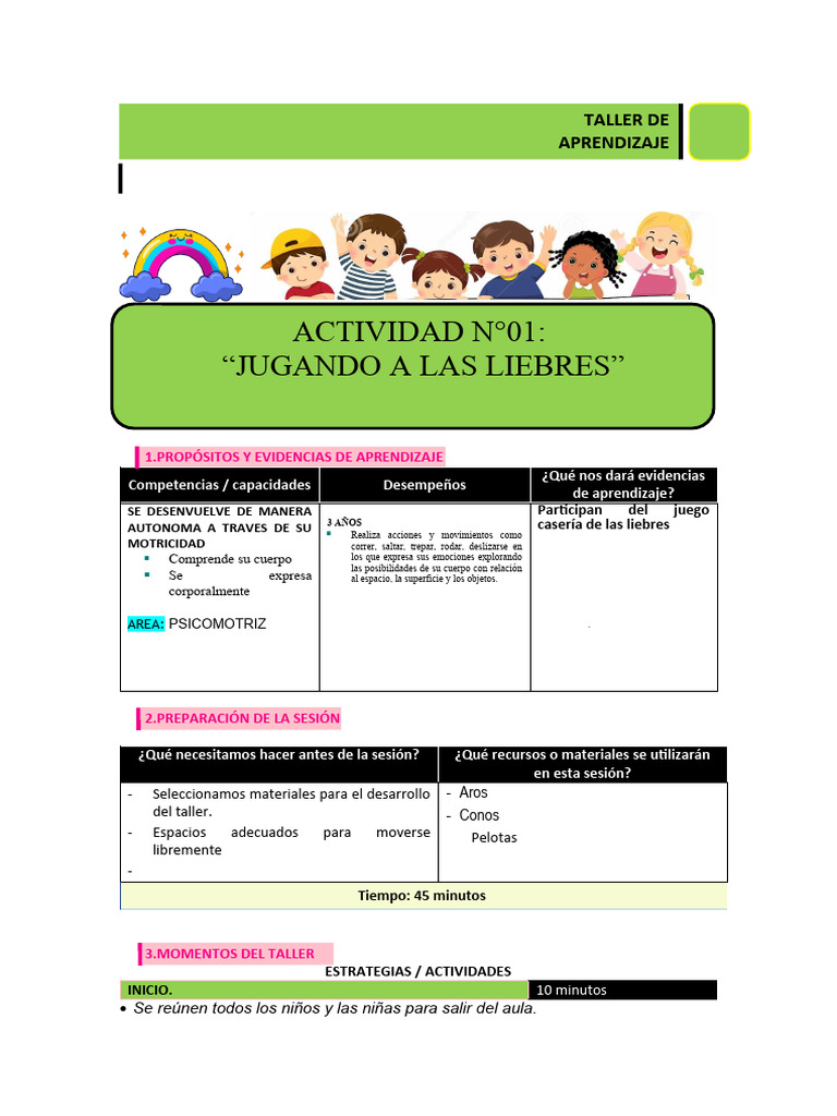 Taller Psicomotriz para Niños de 3 Años | PDF | Aprendizaje