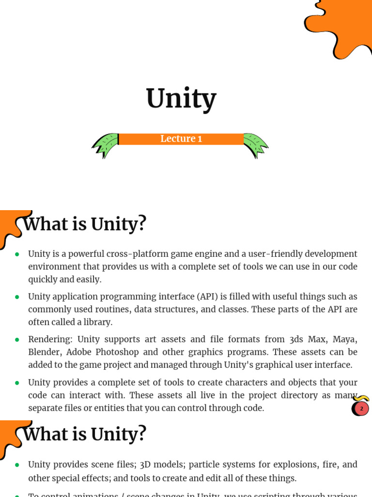 Final Lecture 1 | PDF | Unity (Game Engine) | Cross Platform Software