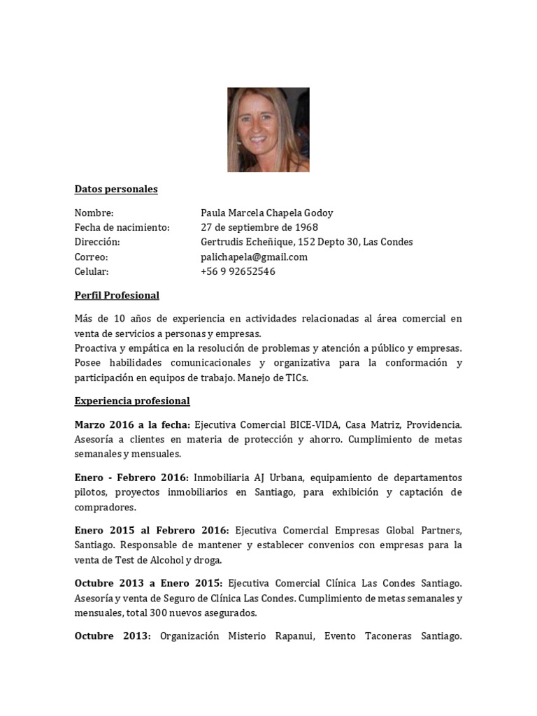 Experta Comercial y Organizacional | PDF | Santiago