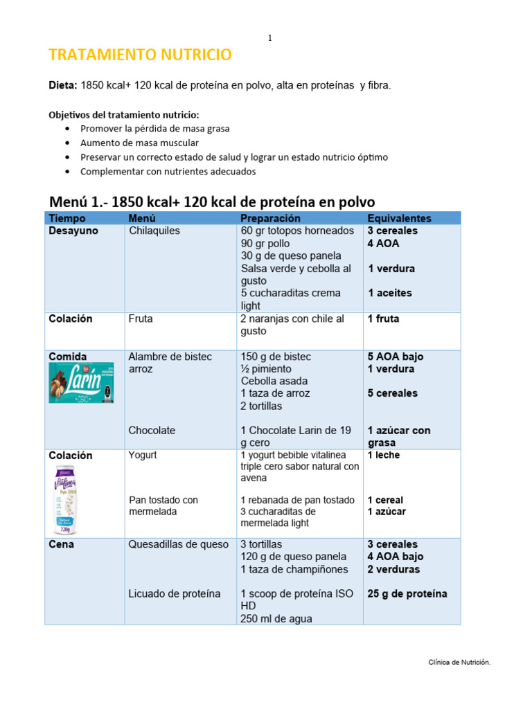 Dieta de 1850 kcal para hombres | PDF | Cocina | Comida y bebida